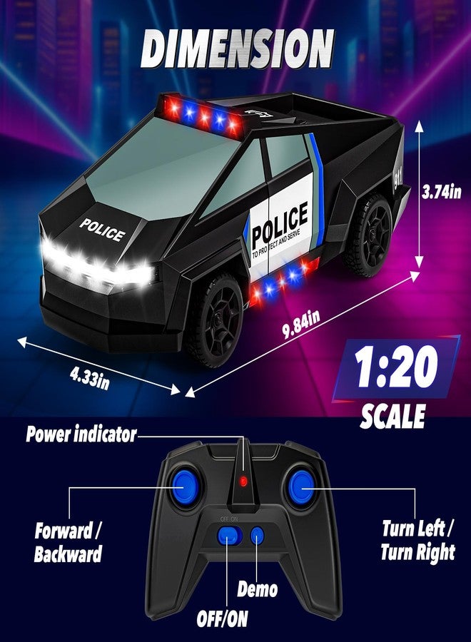 MACALOCA Remote Control Car Toys, 1:20 Police Theme RC Truck with Flashing LED Lights and Loadspace, 2.4 GHz Rechargeable Racing RC Cars Vehicle Toys for Kids Boys Girls 3 5 7 10, Valentines Day Gifts for Kids - Image 3